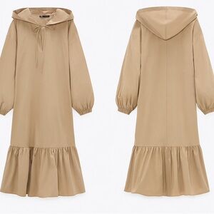 NWT Zara hooded poplin dress